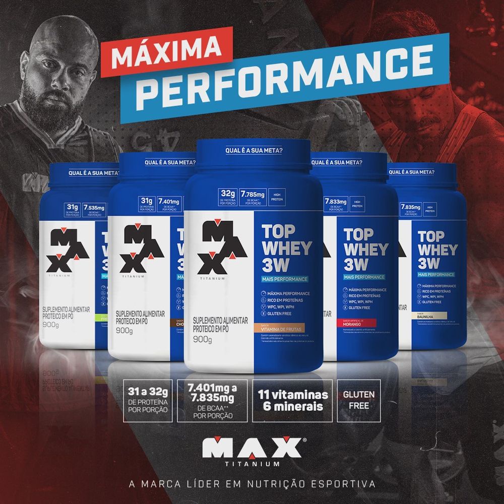 Top Whey W Pote G Performance Sabor Max Titanium Araki