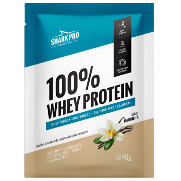 100% Whey Protein (Sachê de 40g) cx c/10 und - Shark Pro - Imagem 2