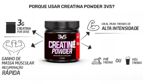 Creatina Monohidratada 150g - Natural - 3vs Nutrition - Imagem 3