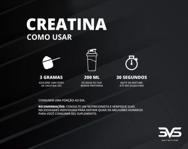 Creatina Monohidratada 150g - Natural - 3vs Nutrition - Imagem 5