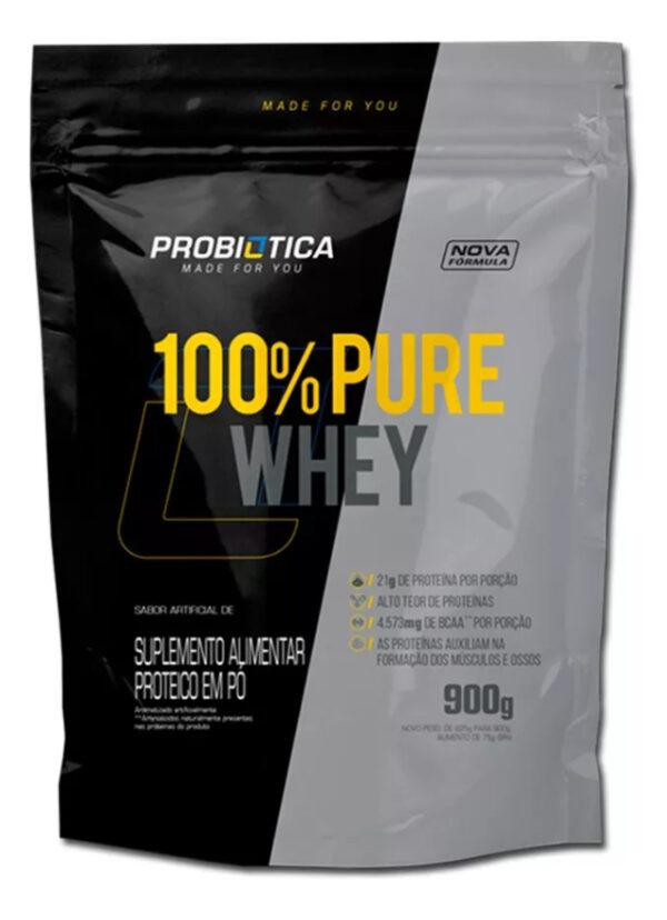 100% Pure Whey Protein Refil 900g *QUEIMA DE ESTOQUE* -Probiótica