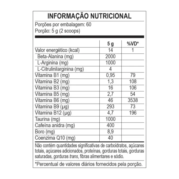 NUCLEAR RUSH 300G Pré Treino com 2000mg Beta Alanina - Body Action - Imagem 4