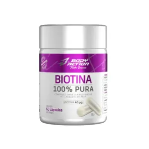 BIOTINA (60 CáPSULAS) Cabelo / Pele / Unhas - BODY ACTION