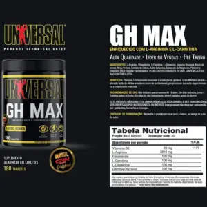 Gh Max 180 Comprimidos Classic Series - Universal Nutrition Sabor Without flavor