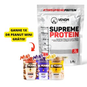 Supreme Whey 100% Concentrado Protein 1,8 Kg Refil (rendimento 51 doses & 3g creatina) Venom Labs + **DR. PEANUT 250g BR