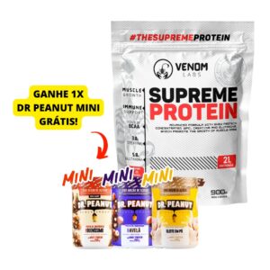 Supreme Whey 100% Concentrado Protein 900g Refil (rendimento 25 doses & 3g creatina) Venom Labs + **DR. PEANUT 250g BRIN