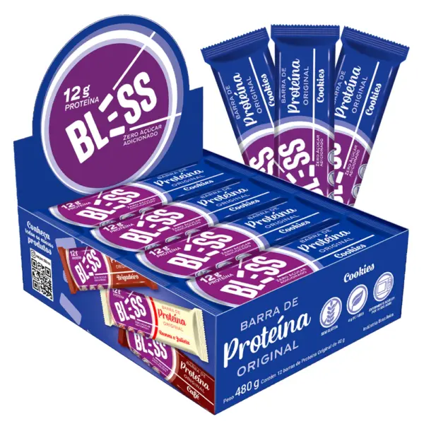 BLESS Caixa com 12 UNID. de 40g (12g de Proteína por barra) ZERO AÇÚCAR *Mesma da Growth* - Imagem 3