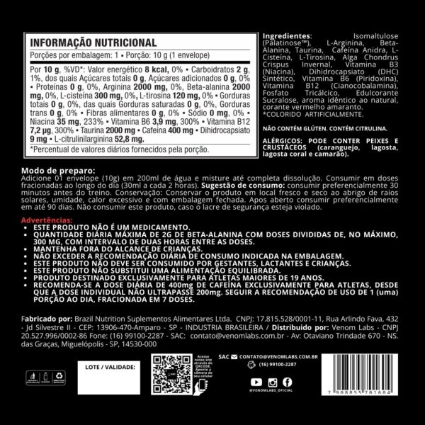 Scorpion Pré Treino (sachê / dose única) – Venom Labs - Imagem 2