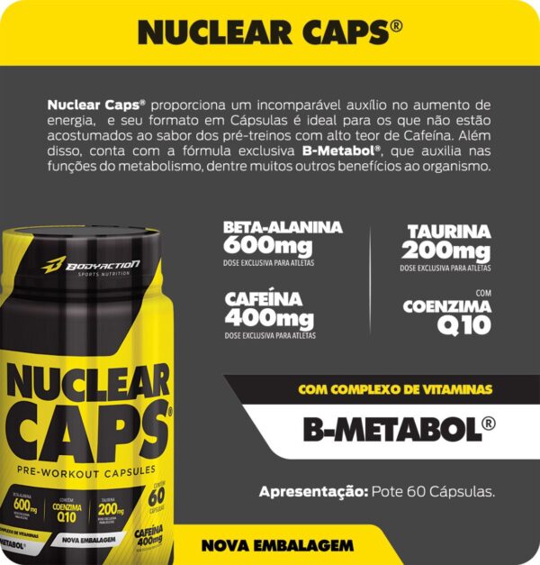 Nuclear Rush (pré treino encapsulado) 60 Caps - Body Action - Imagem 2