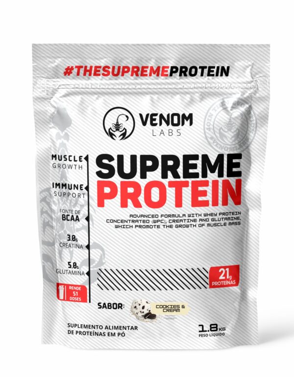 Supreme Whey 100% Concentrado Protein 1,8 Kg Refil (rendimento 51 doses & 3g creatina) Venom Labs + **DR. PEANUT 250g BR - Imagem 2