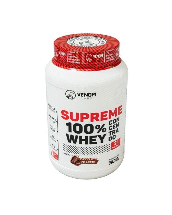 Supreme 100% Whey Concentrado 900g Pote (3g creatina por dose) Venom Labs + **CREATINA 100G MAX TITANIUM BRINDE** - Imagem 3