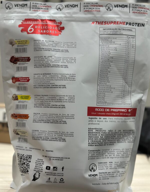Supreme Whey 100% Concentrado Protein 1,8 Kg Refil (rendimento 51 doses & 3g creatina) Venom Labs + **DR. PEANUT 250g BR - Imagem 5