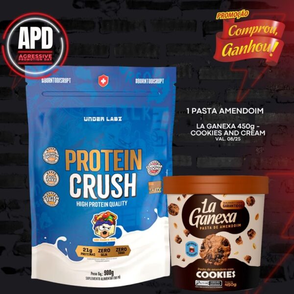 Protein Crush 900g Refil Under Labs + LA GANEXA 450g COOKIES **BRINDE**