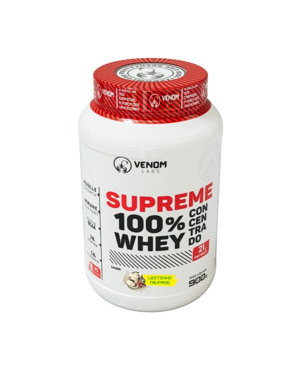 Supreme 100% Whey Concentrado 900g Pote (3g creatina por dose) Venom Labs + **CREATINA 100G MAX TITANIUM BRINDE** - Imagem 8