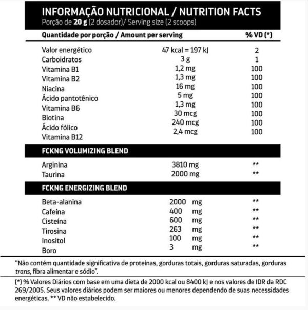 Fckng Booster 600G (pré treino) Under Labz - Imagem 2