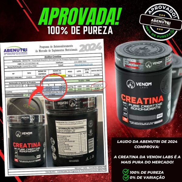 Creatina 100% 300g - Venom Labs (100% pureza nos laudos Abenutri e Coopenutri) - Imagem 3