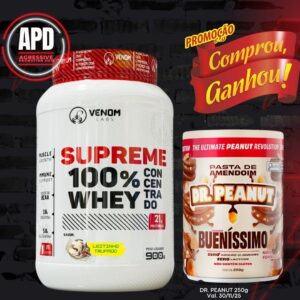 Supreme 100% Whey Concentrado 900g Pote (3g creatina por dose) Venom Labs + **BRINDE**