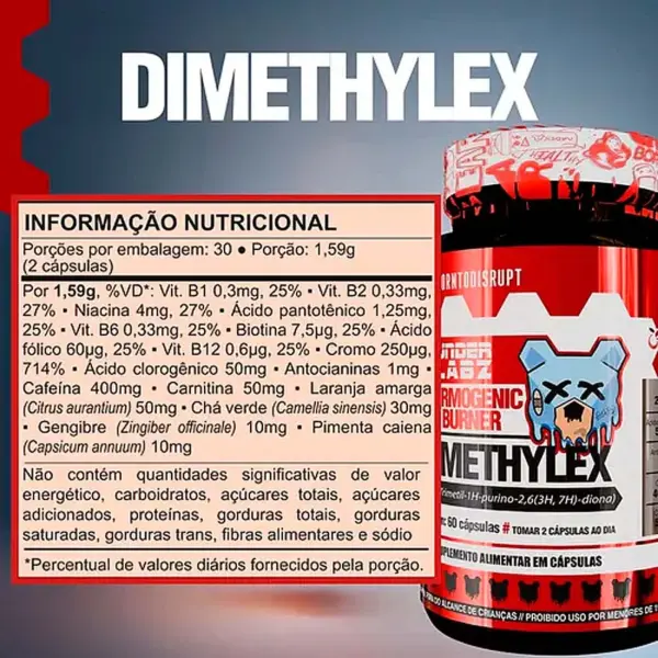 DIMETHYLEX  60 CAPS  (*Termogênico) - Under Labz - Imagem 2
