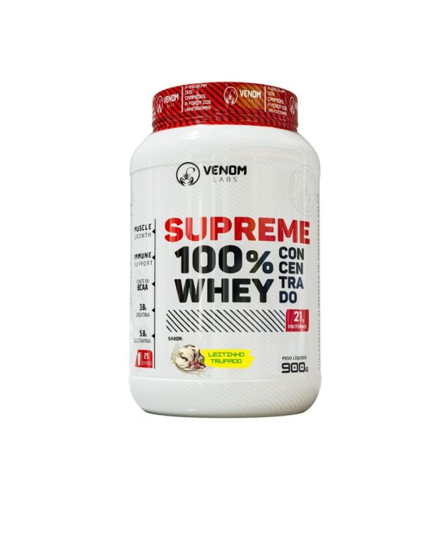 Supreme 100% Whey Concentrado 900g Pote (3g creatina por dose) Venom Labs + **BRINDE** - Imagem 10