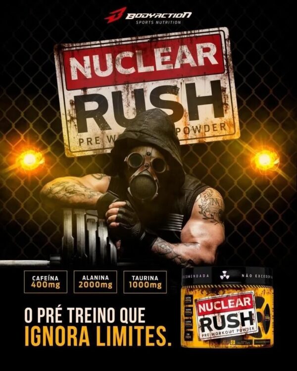 Nuclear Rush 100G Pré Treino Com 2000Mg Beta Alanina - Body Action - Imagem 6