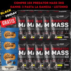 Compre 10x Pretador Mass 3kg  e Ganhe 3 pasta La Ganexa - Leitinho