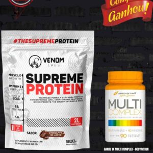 Supreme Whey 100% Concentrado Protein 900g Refil (rendimento 25 doses & 3g creatina) Venom Labs + *BRINDE*