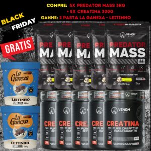 Compre 5x Pretador Mass 3kg + 5x Creatina 300g e Ganhe 2 pasta La Ganexa - Leitinho