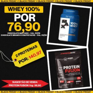 Black Friday ~ Whey Protein Fusion 1kg refil Venom Labs + 100% whey 900g  pote Max Titanium